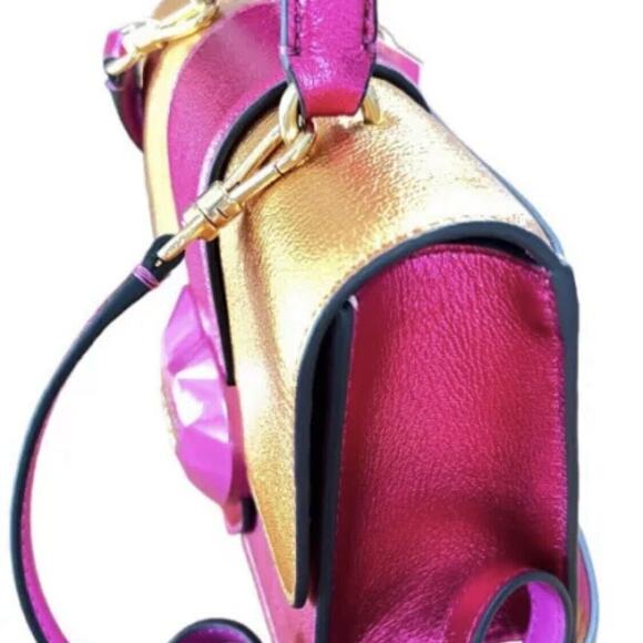 Kate Spade Bijou Barbie Pink Metallic Pebble Leather Top Handle Crossbody Bag - Picture 10 of 11